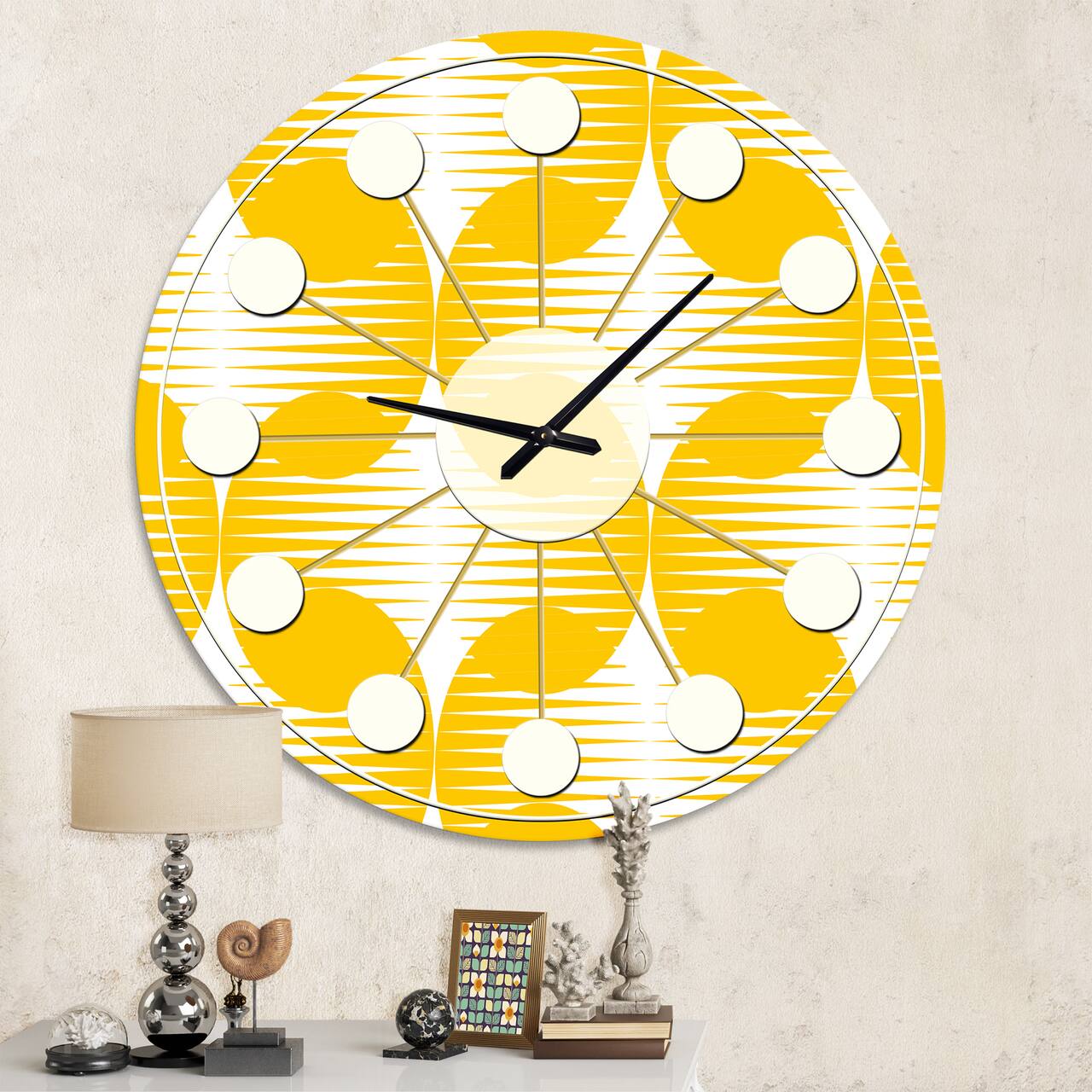 Designart 'Abstract Retro Geometric Pattern Iv Mid-Century Modern Wall Clock